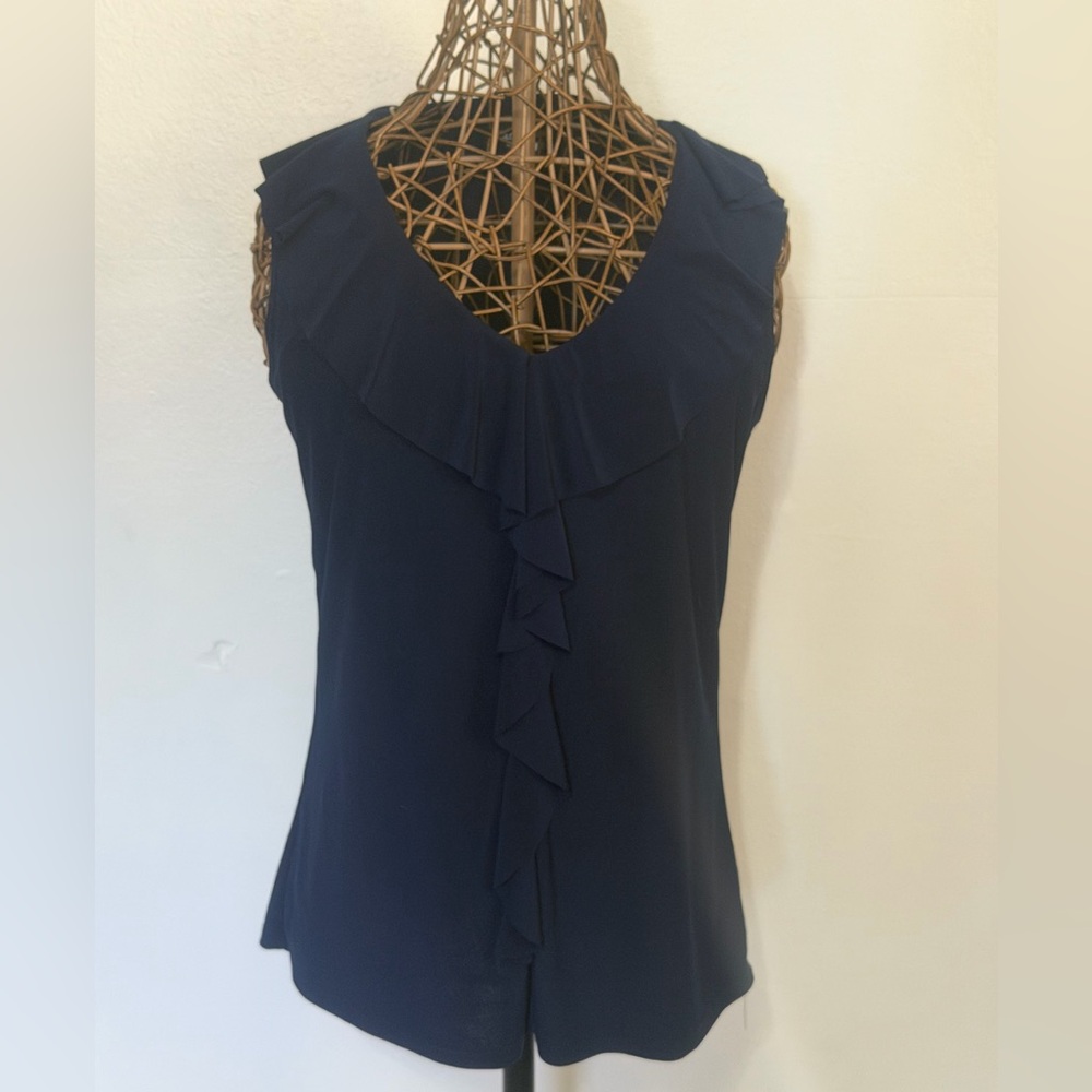 Carol Rose Navy Ruffle V-Neck Sleeveless Camisole